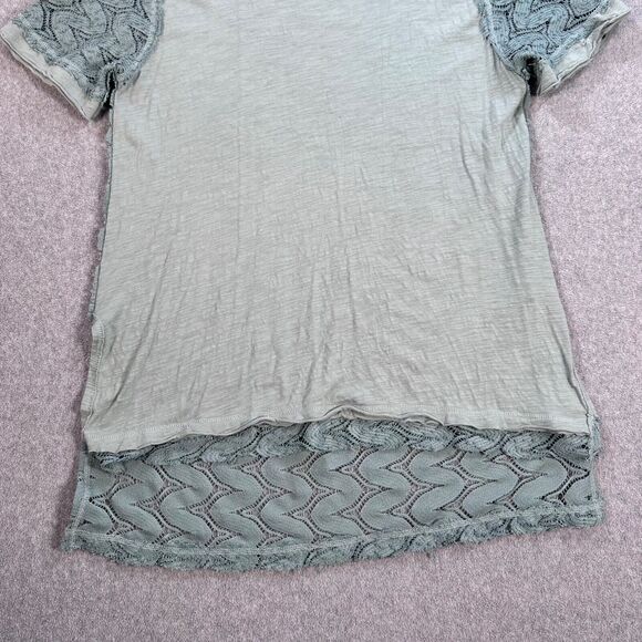 Umgee Green Lace Mixed Fabric High Low T-Shirt Women's Small Oversized Tunic - Picture 4 of 8
